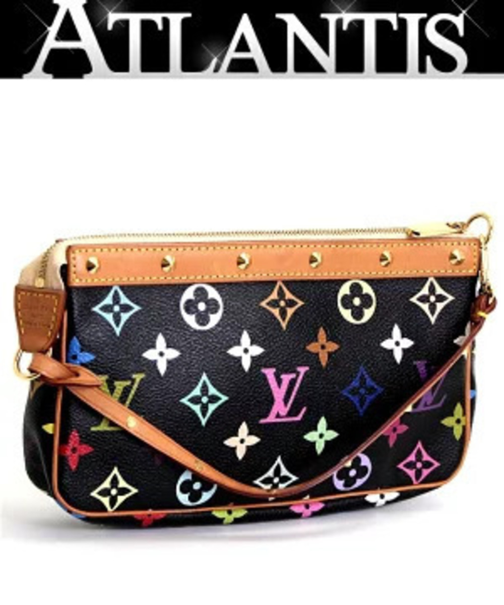 Louis Vuitton Pochette Accessoires Accessory Pouch Clutch Multicolor Black